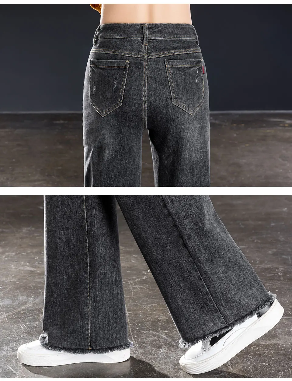 Shangege женские широкие джинсы с кисточками с высокой талией свободные длинные брюки Бесплатная доставка