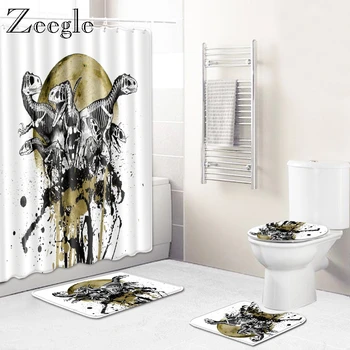 

Zeegle Creative Bath Mat Set Polyester Bathroom Mat Waterproof Shower Curtain Washable Bath Mat Non-slip Mat for Shower Room