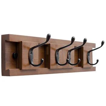 

4 Hook Wall Mounted Rack Multifunction Hook Coat Hook Rack Towel Hanger Holder Dress Coat Hook Wall Door Bamboo Hanger Decoratio