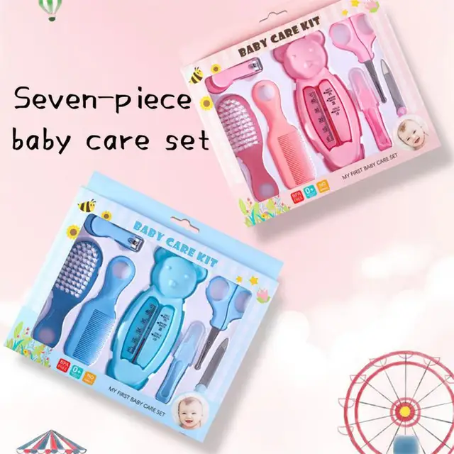 7pcs/Set Newborn Baby Kids Nail Hair Health Care Thermometer Grooming Brush Kit Care Baby Essentials Newborn Health Care Safety 3