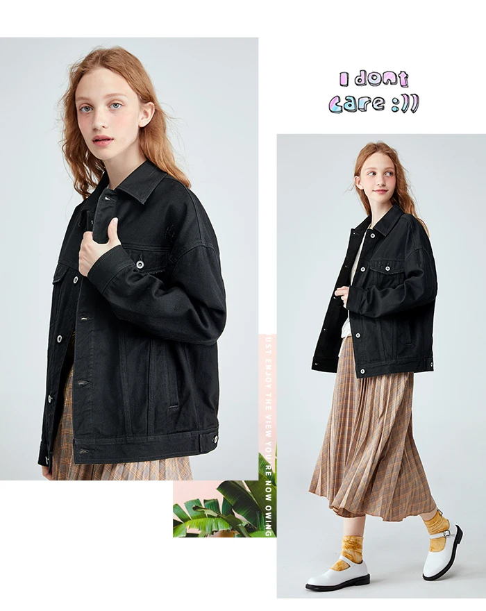 SEMIR джинсовая куртка Женская Осенняя мода с отворотом свободная негабаритная трендовая куртка Гонконг шикарная хлопковая