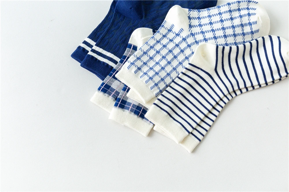England Stil Herbst Frühling Navy Baumwolle Sokken Vintage Gestreiften Plaid Prairie Lattice Chic Preppy Mid Tube Socken Dropship – Detail 13