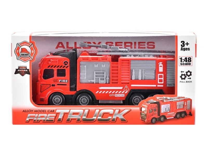 

1: 48 Alloy Fire Truck Military Engineering Vehicle Sound And Light Fire Truck with a Water Tank Educational Model Children Mode