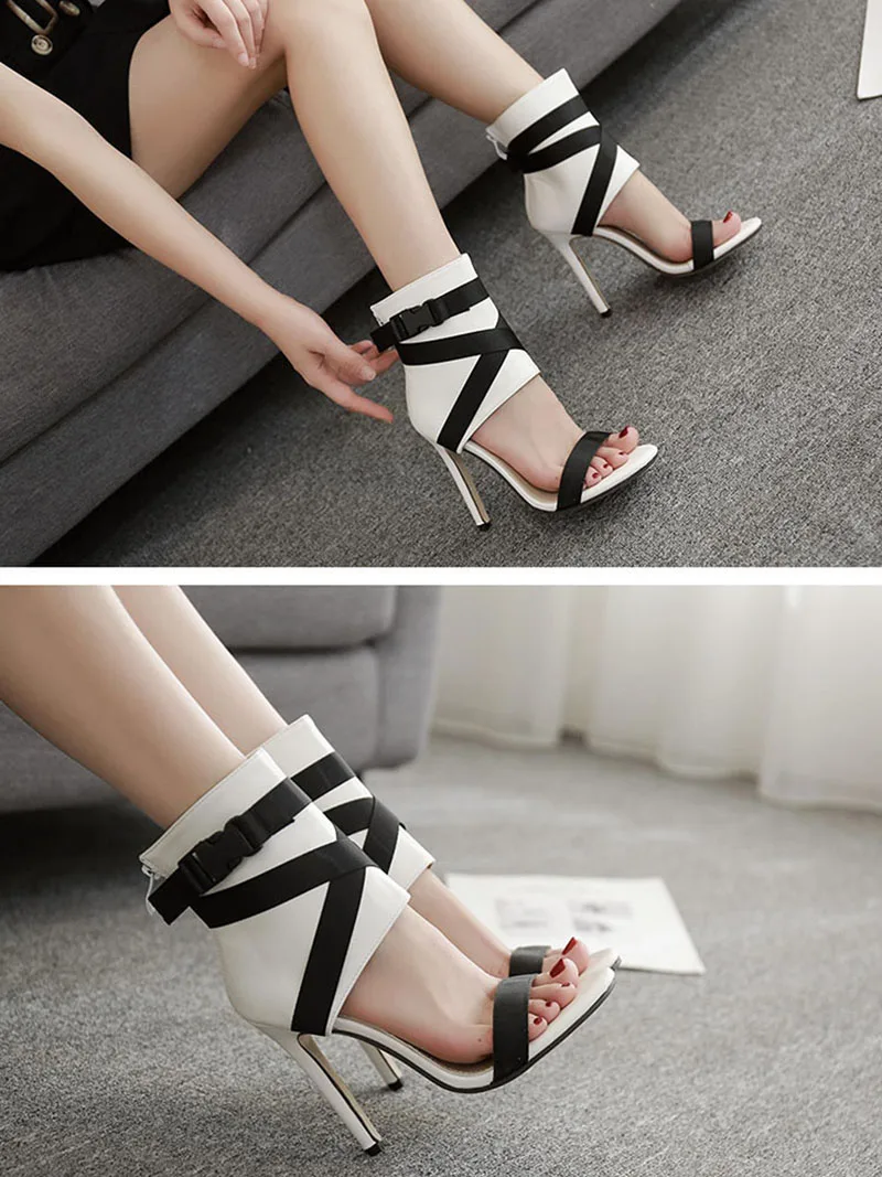 New Peep Toe Cross Strap Thin Heel Women High Heel Sexy Hollow Belt Buckle Women Heels Sandals 2020 Ladies Pumps VT714 (10)