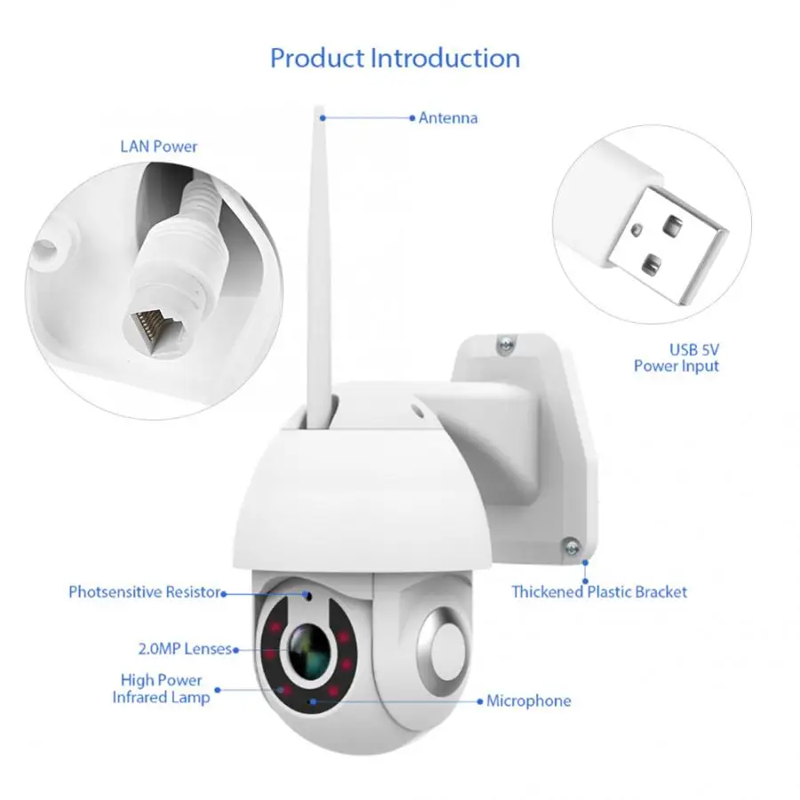 Wifi 1080P HD Tuya камера Водонепроницаемая камера ночного видения PTZ CCTV для ONVIF 100-240V PTZ камера