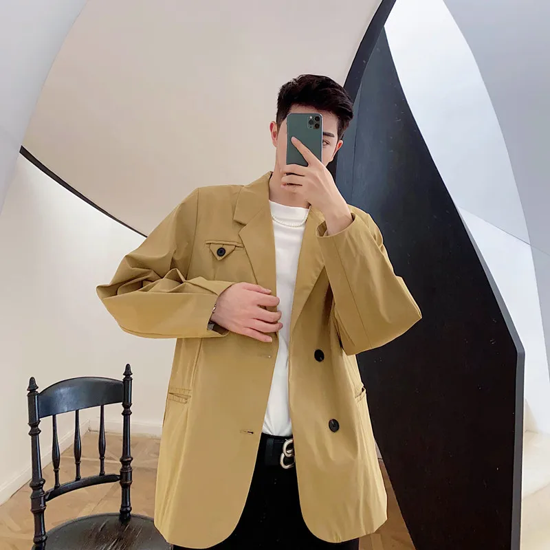 Men's Suit Jacket Spring And Autumn New Fashion Korean Lantern Sleeve Design Leisure Loose Large Size Coat