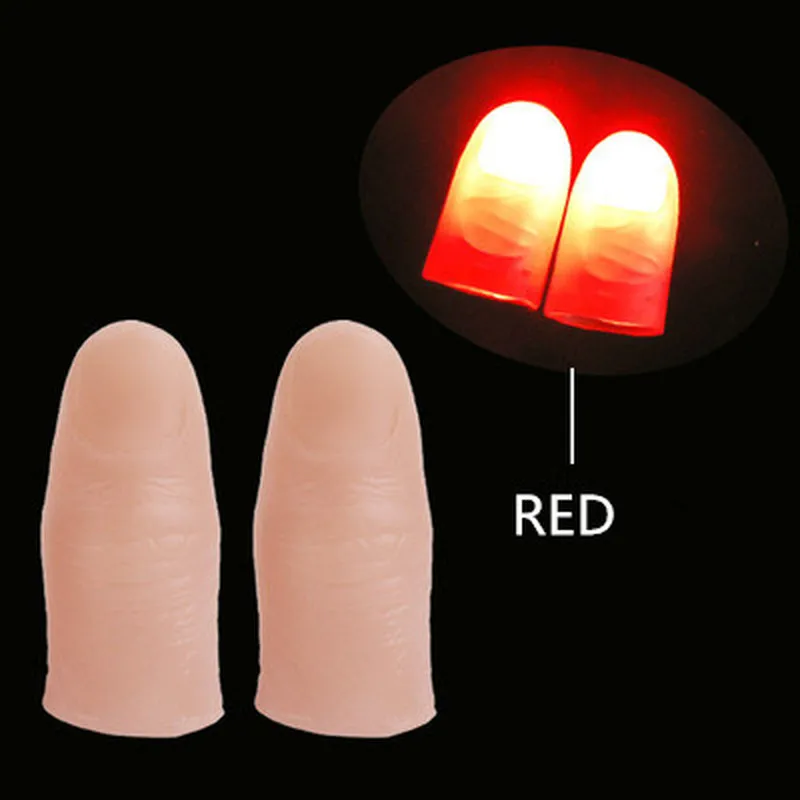 

1 Pair Creative Magic Makers Red Light Up Thumb Tips With LED Red Magic Thumb Tip Light Illusion Soft Standard Size 2 Pcs Props