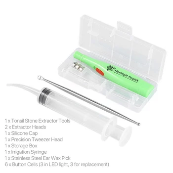

LED Earwax Removal Tool Kit Stainless Steel Earpick Tonsil Stone Extractor NShopping