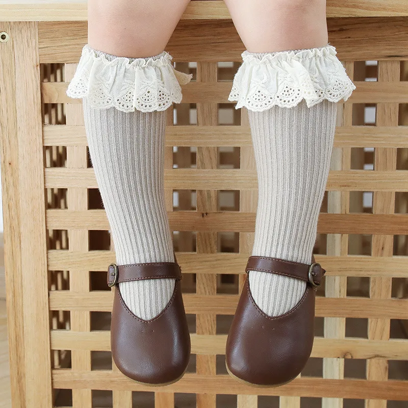 

Baby Girls Knee Stockings Toddlers Socks Leg Warmer Solid Cotton Stretch Lovely Stockings for 0-4 Years Old