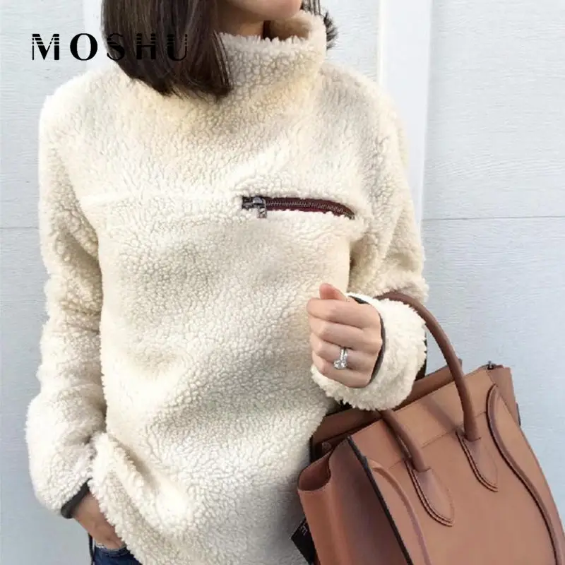 

Sweater Women Winter Clothes Turtleneck Sweater Fluffy Fleece Warm Pullovers Fashion Long Sleeve Jumpers Pull Femme 2019