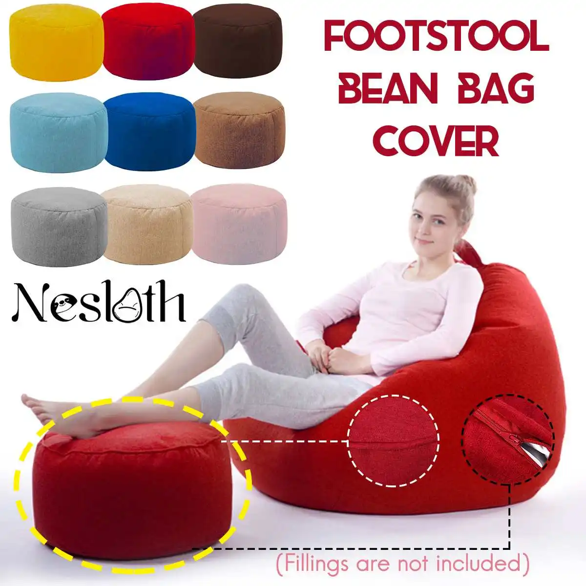 Nesloth небольшой круглый Beanbag чехлы для диванов без наполнителя мягкий бархат стул для ног пуф слоеного дивана татами гостиной