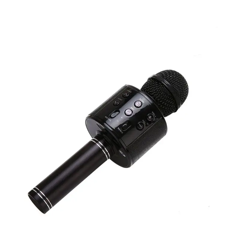 Black Bluetooth беспроводной микрофон динамик профессиональный ручной караоке микрофон музыкальный плеер для вокала, с рекордером KTV Mic - Цвет: Black