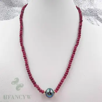 

Red Chalcedony Black Shell pearl Necklace 18 Inches Diy Aurora Women Accessories Hang Chain Classic