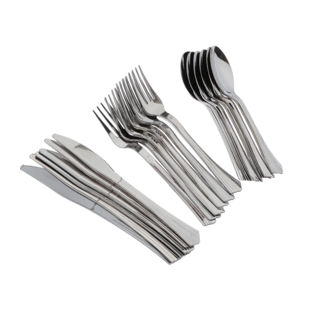 Disposable Flatware Cutlery Plastic Tableware Disposable Forks Knives Spoons Plastic Silverware Set 