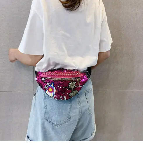 Fanny-Pack-Bum-Bag-Women-Waist-Belt-Pouch-Travel-Holiday-Money-Wallet-Sequin