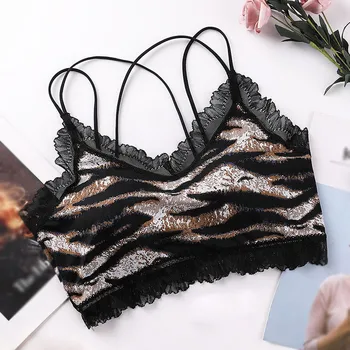 

Seamless Leopard Printed Lace Bras Beautiful Back Tube Tops Comfortable Sport Bras Women Lingeries Underwear