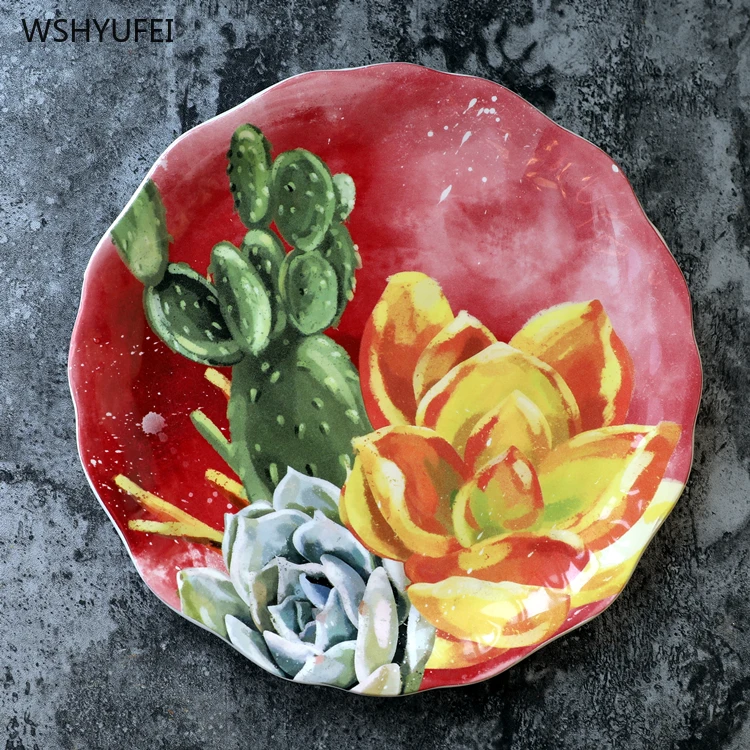 Креативная керамическая тарелка с животным растением, может быть украшена стеной, салат, десерт, торт, суши, блюдо сашими, домашняя кухонная посуда