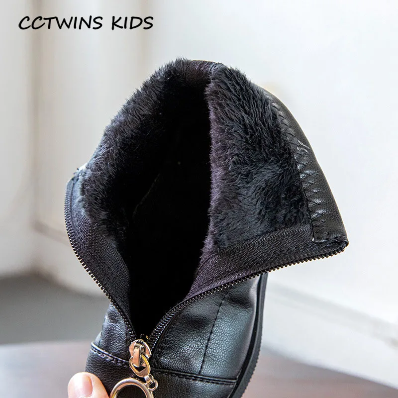 CCTWINS/детская обувь; коллекция года; Зимние Модные ботильоны; детская брендовая черная теплая обувь; теплые короткие ботинки для девочек; FB1815