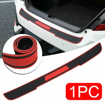 

Mayitr 1pc Black Red Car Auto Rear Bumper Protector Plate Rubber Guard Trim Pad 90x7.2cm DIY Accessories Parts