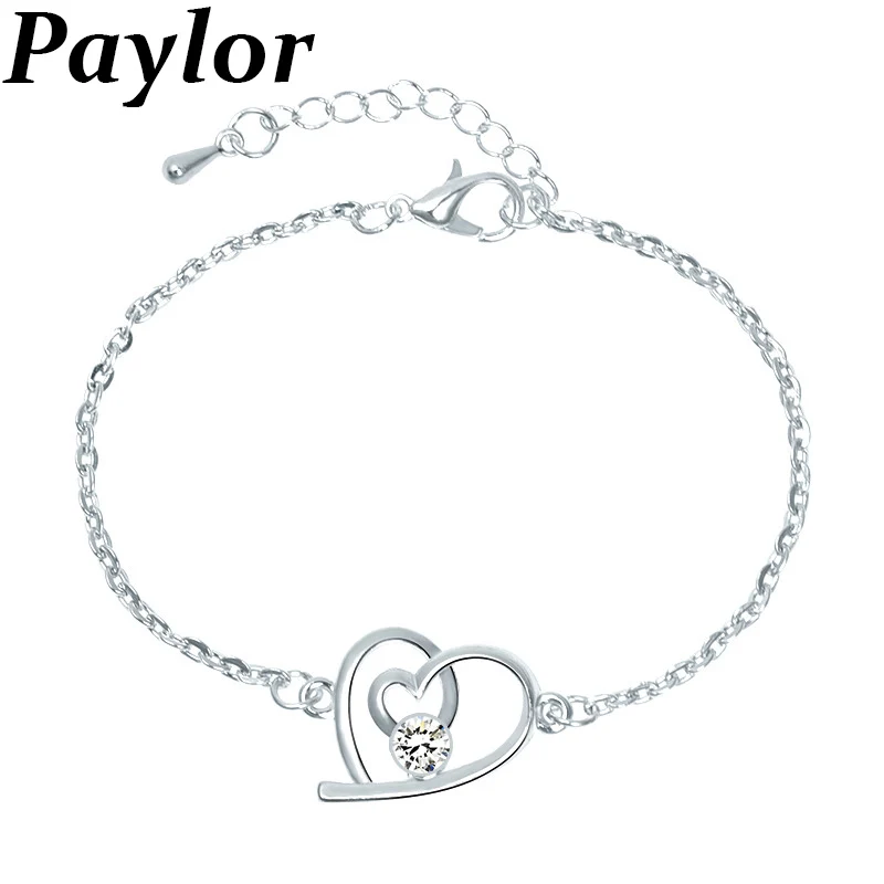Новая мода сердце Кристалл Подвески Браслеты и браслеты Модные женские ювелирные изделия Pulseiras Femininas звено цепи Femme подарки