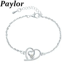 Новая мода сердце Кристалл Подвески Браслеты и браслеты Модные женские ювелирные изделия Pulseiras Femininas звено цепи Femme подарки