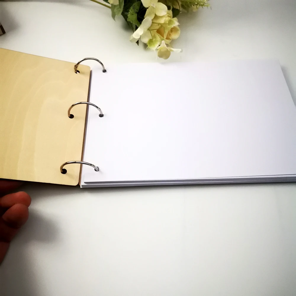 Custom Bride And Groom Name And Date Wooden Calligraphy Guest Book Personalized Laser Engraved Wedding Album Gift for Couple4