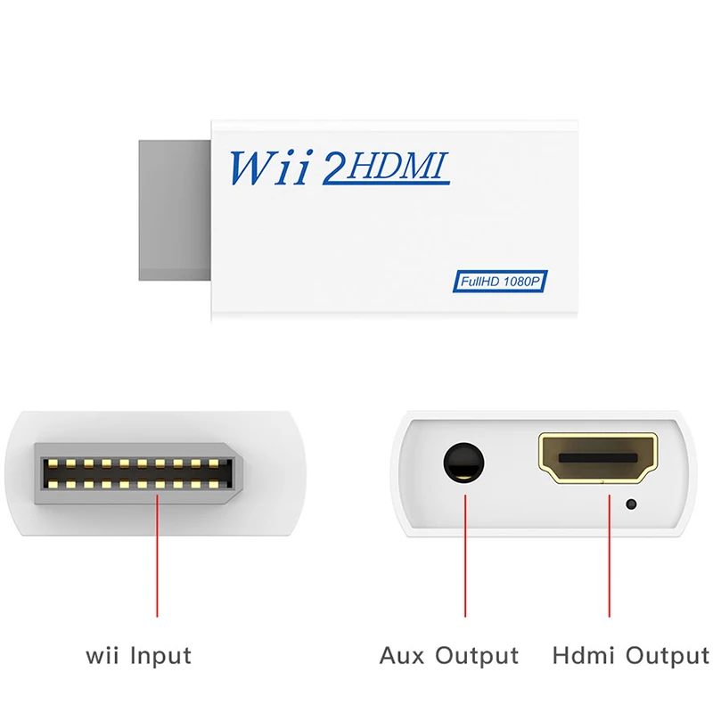 Преобразователь Wii в HDMI 2HDMI с 3 5 мм аудиовыходом автоматический адаптер Upscaler