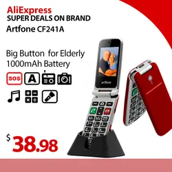 artfone CF241A Flip Big Button Mobile Phone,Senior phone with charging cradle and 2.4