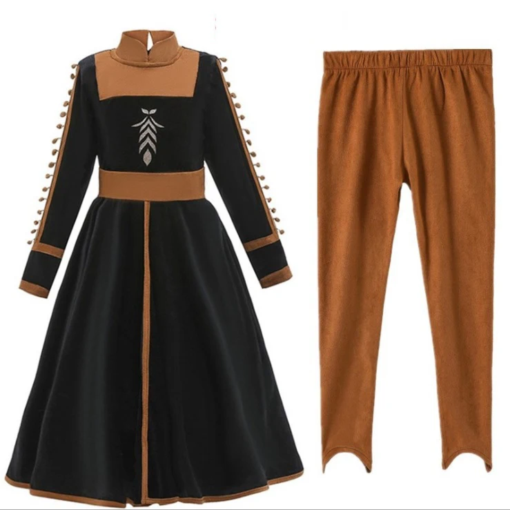 Dress and Pants «Холодное сердце» 2 Анна Косплэй костюм для маленьких девочек, платье принцессы платье на Хеллоуин Рождественский подарок аниме выполнять событие - Цвет: Dress and Pants