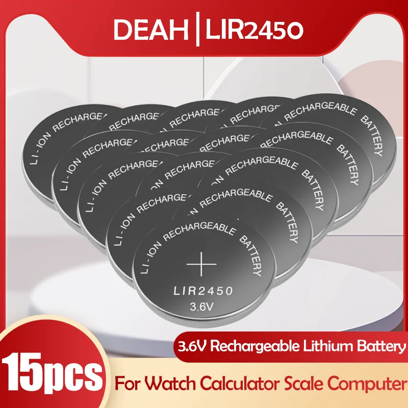 15 шт. 3 6 V LIR2450 LIR 2450 Литиевый ПЕРЕЗАРЯЖАЕМЫЙ Аккумулятор для дистанционный пульт