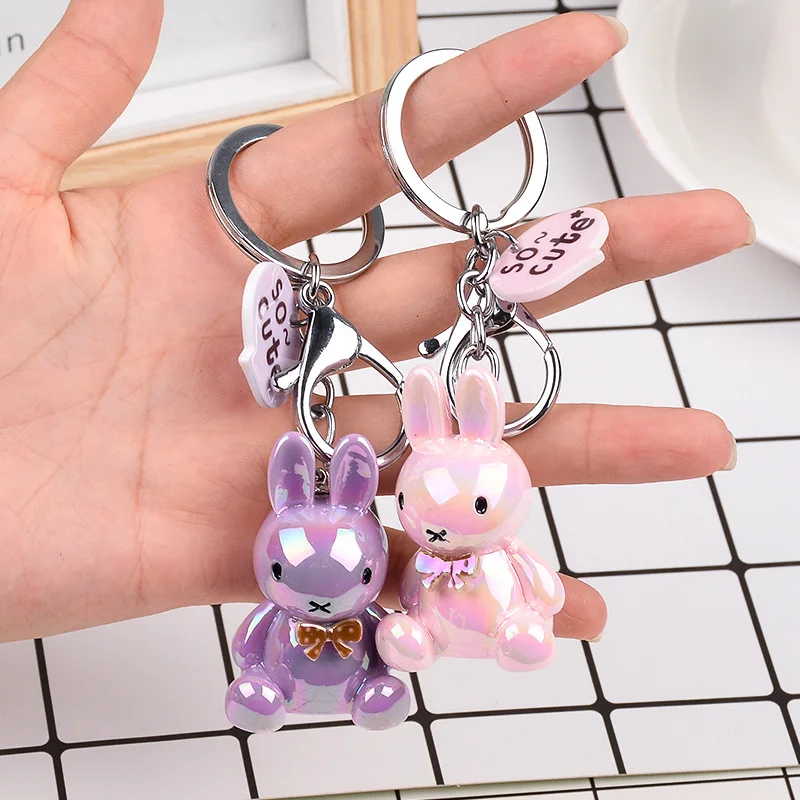 

Creative Personality Cute Gradient Color Rabbit Keychain For Women Men Kawaii Keychain Fashion Car Bag Keychain Cute Jewelry