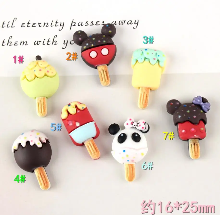 Mixed colors 200pcs wholesale Cute cartoon unicorn mouse Ice cream Resin Flat back Cabochon imitation food Art Supply Decoration Charm Craft - Цвет: Mixed colors 200pcs