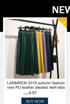 LANMREM2020 Весна корейский стиль Высокая талия до середины икры цветная полоска плиссированная Нижняя трендовая женская летняя плиссированная юбка QG705