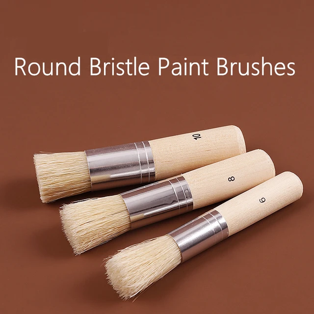 Paint Brush Brushes Wax Wood Wall Furniture Round Set Chalk Varnishes Stain  Chalkboard Artis Detail Stencil Watercolor Template - AliExpress