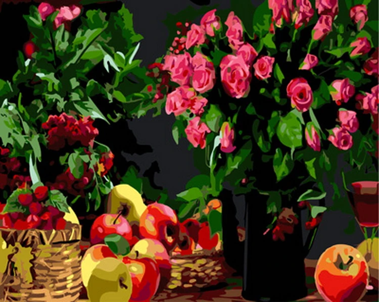 HUACAN краски по номерам яблочный Фруктовый Набор для рисования холст ручная краска ed DIY картины натюрморт искусство домашний Декор подарок - Цвет: SZHC1-3146