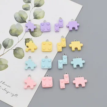 

10pcs Creative Handmade Building Blocks Earrings Charms Pendant Findings Hip Pop Key Ring Jewelry Making DIY Deco P54