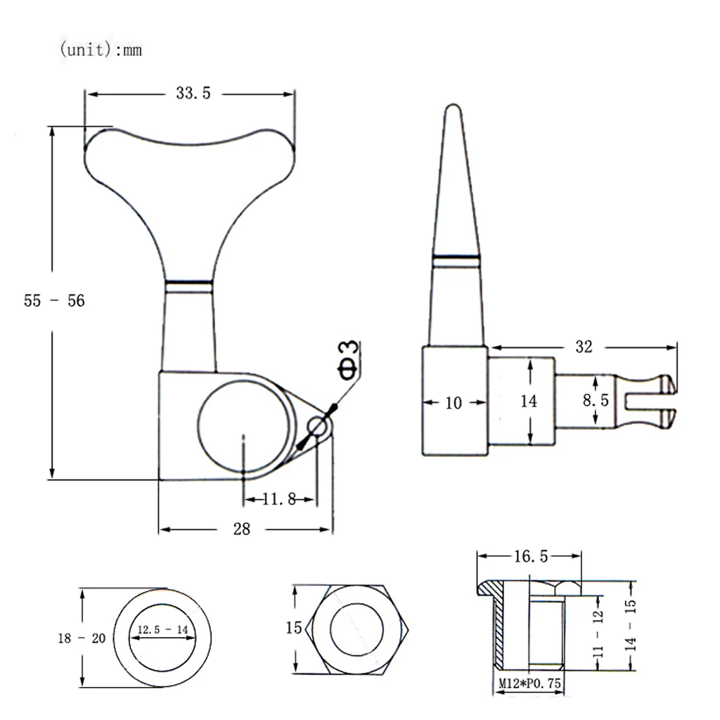 Fish Tail Buttons Bass String Tuners Pegs keys Machine Heads 2L2R Red Bronze
