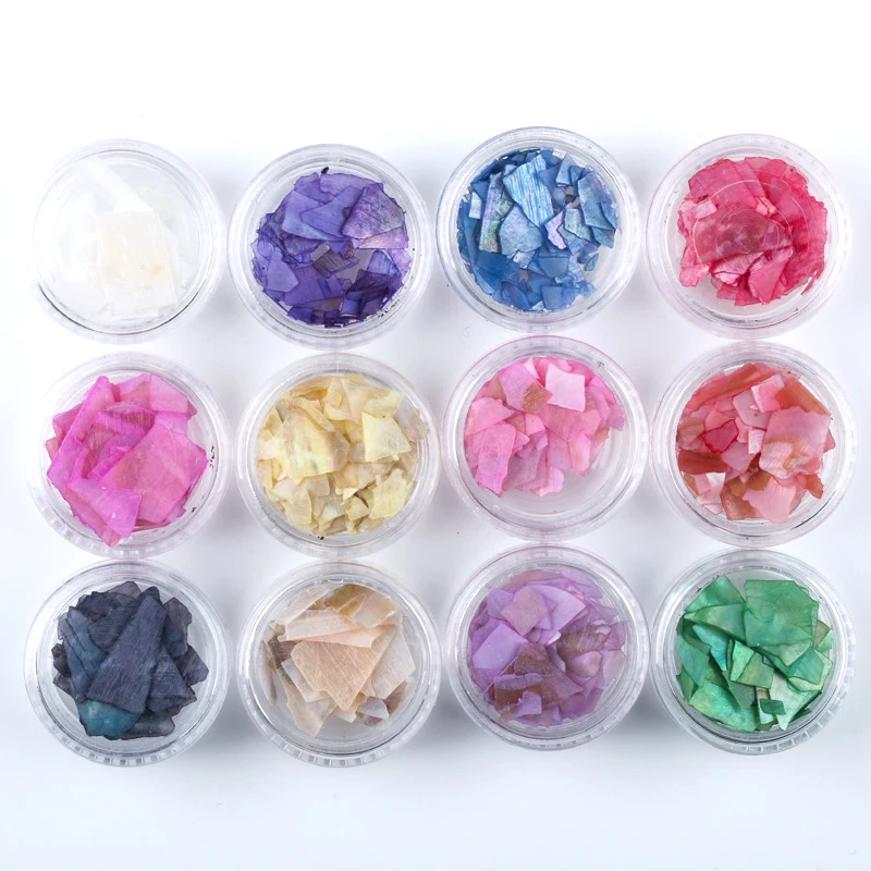 

12Color 3D Glitter Powder Nail Art Flakes Irregular Sequin Broken Marble Shell Design Manicure Decoration Pigment