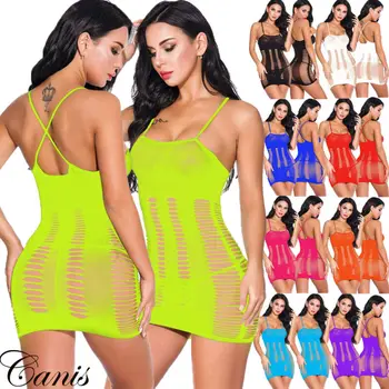 

Sexy Women Lingerie Nightwear Babydoll Fishnet Bodystocking Party Dress Bodysuit Sexy Costumes Erotic Dress