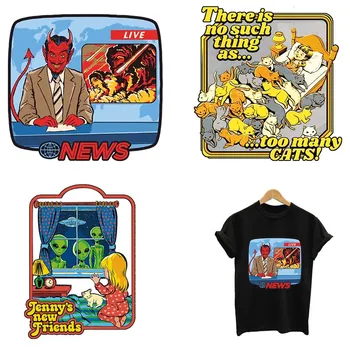 

Let's summon demons Satan 666 Alien patches thermo stickers on clothes stripes iron on transfers for clothing flower applique