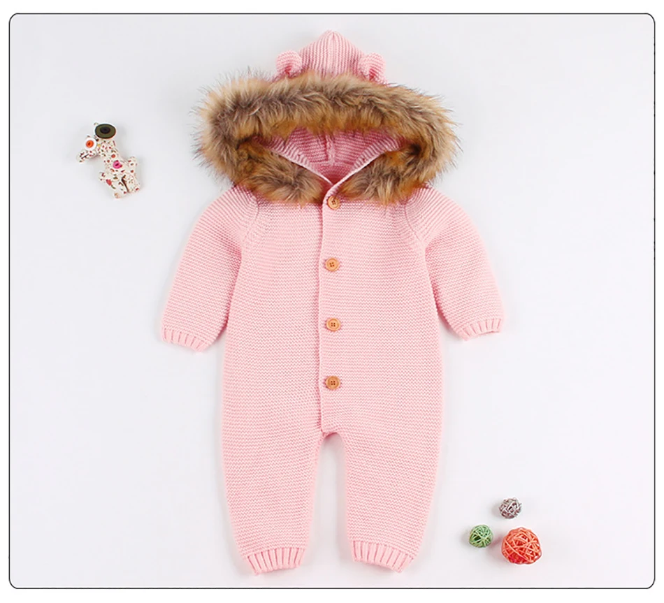 Baby Rompers Knitted Clothes Autumn Long Sleeve Newborn Boys Girls Hooded Infant Kids Jumpsuits Solid Toddler Kids Playsuits JYF baby clothes cheap