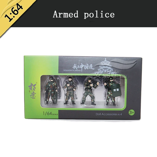 4pcs 1/64 Scale Car Model Doll Figure Traffic Police Fireman Explosion-proof Police Maintenance Worker Scene Simulation Parts