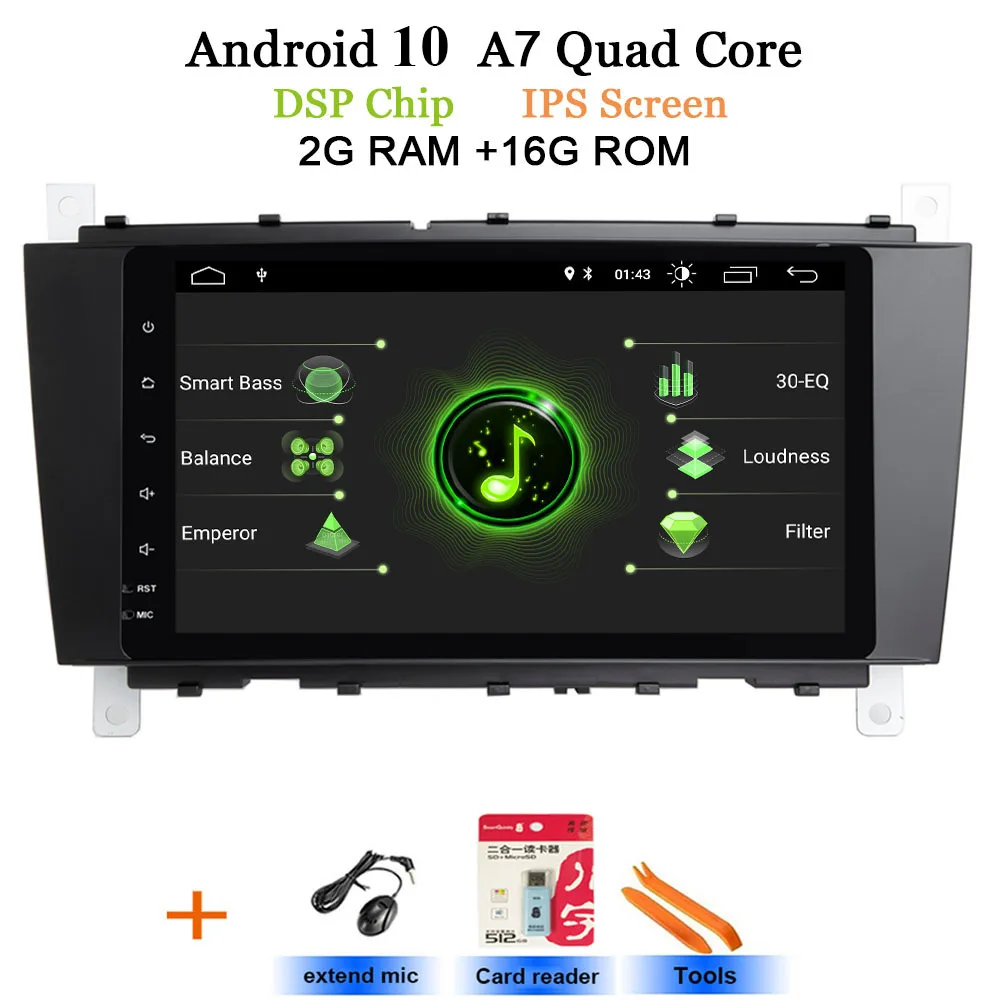 8 ''Android 10 2 DIN автомобильный DVD gps для Mercedes/Benz W203 W209 W219 a-класс A160 c-класс C180 C200 CLK200 Радио стерео - Цвет: Android 10 OS 2G-16G