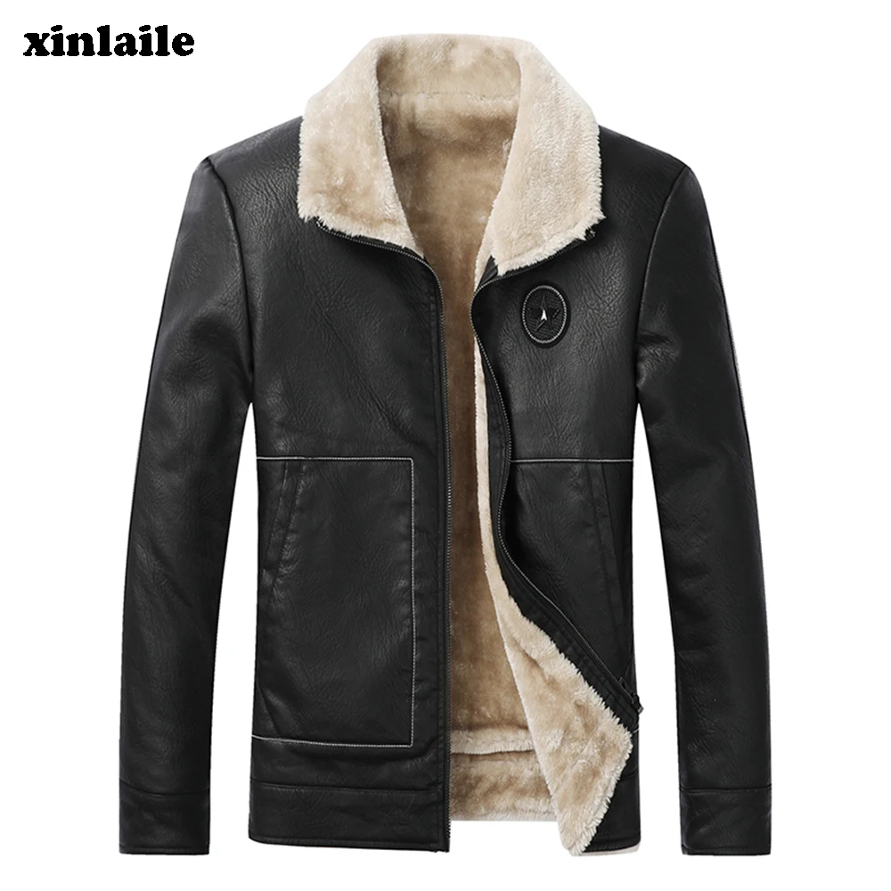 

2020 Men's Slim Motorcycle Leather Jacket Jacket Men's Warm Bomber Military Uniform Outdoor Coat Fashion Brand Retro PU Jacket