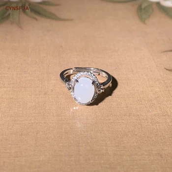 

CYNSFJA Real Certified Natural Hetian Jade 925 Sterling Silver Handmade Amulet Jade Rings White High Quality Resizable Best Gift
