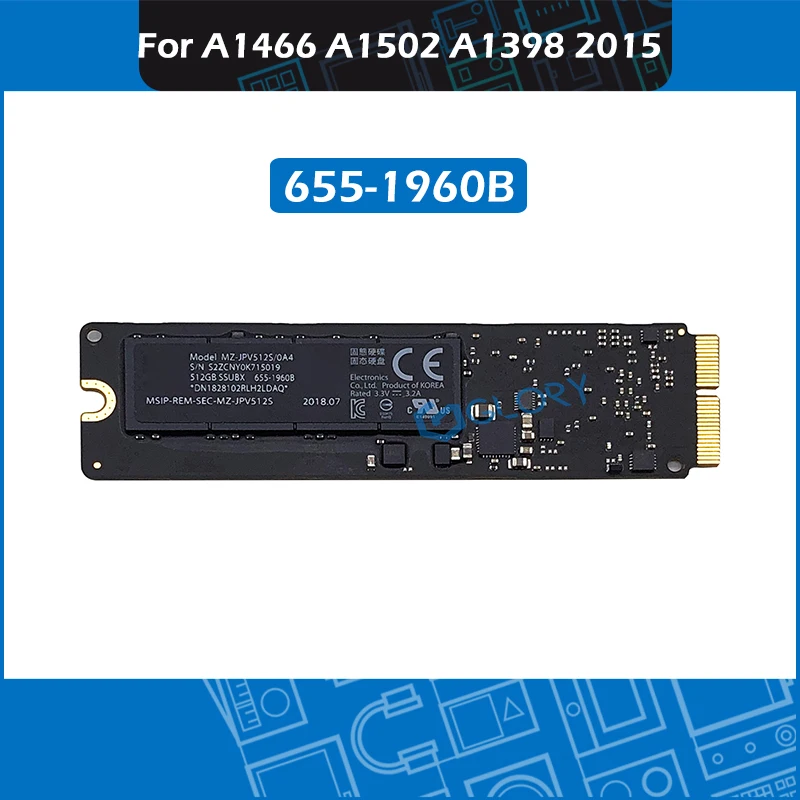 

New Solid State Drive PCIe SSD 655-1960B MZ-JPV512S/0A4 SSUBX For Macbook Pro Air Retina A1465 A1466 A1502 A1398 512GB 2015