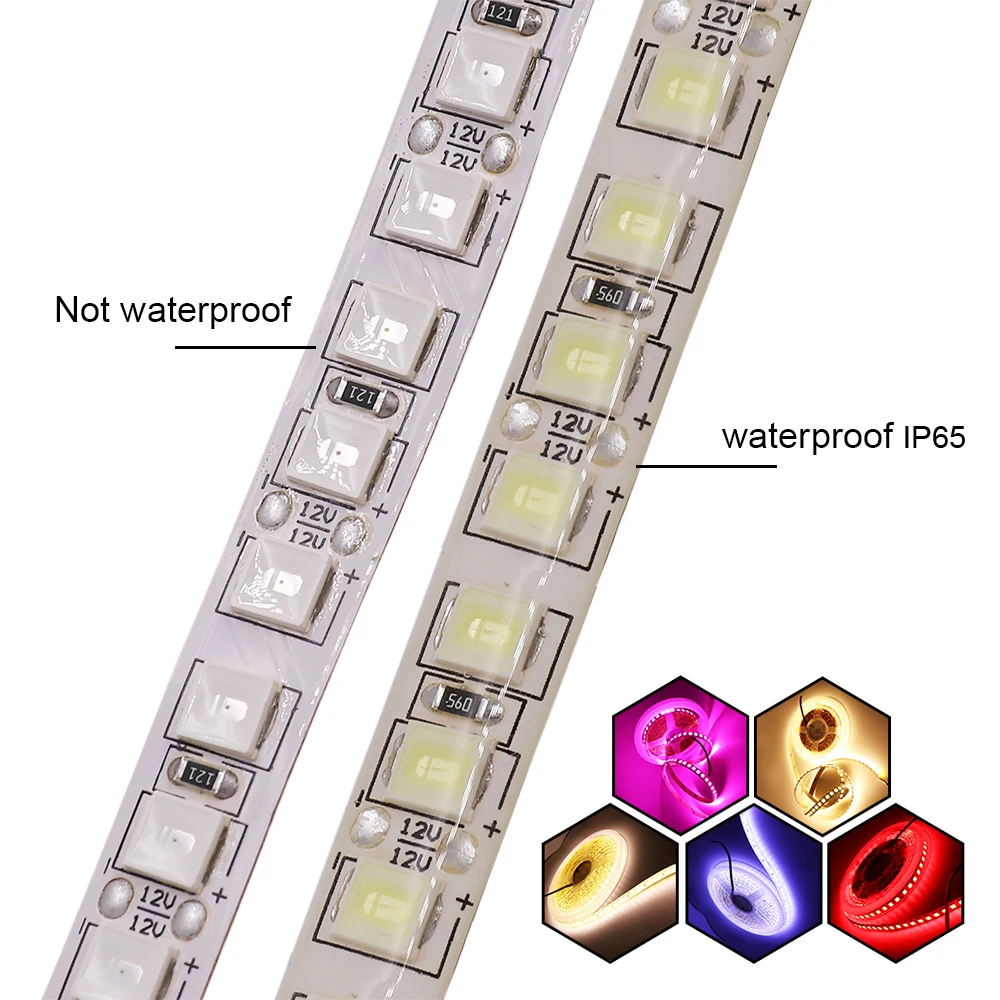 12V 5M ledes csík ligh 5054 5050 2835 RGB SMD 120led 60LED 240LED 5630 Vízhatlan esőköpény Alkalmazkodó m ledes Magnószalag számára haza dekorációs 9 színek