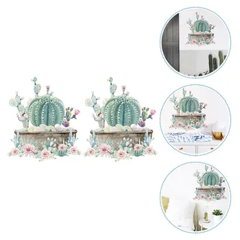

2pcs Decorative Wall Stickers Cactus Wall Decals PVC Stickers for Home Room