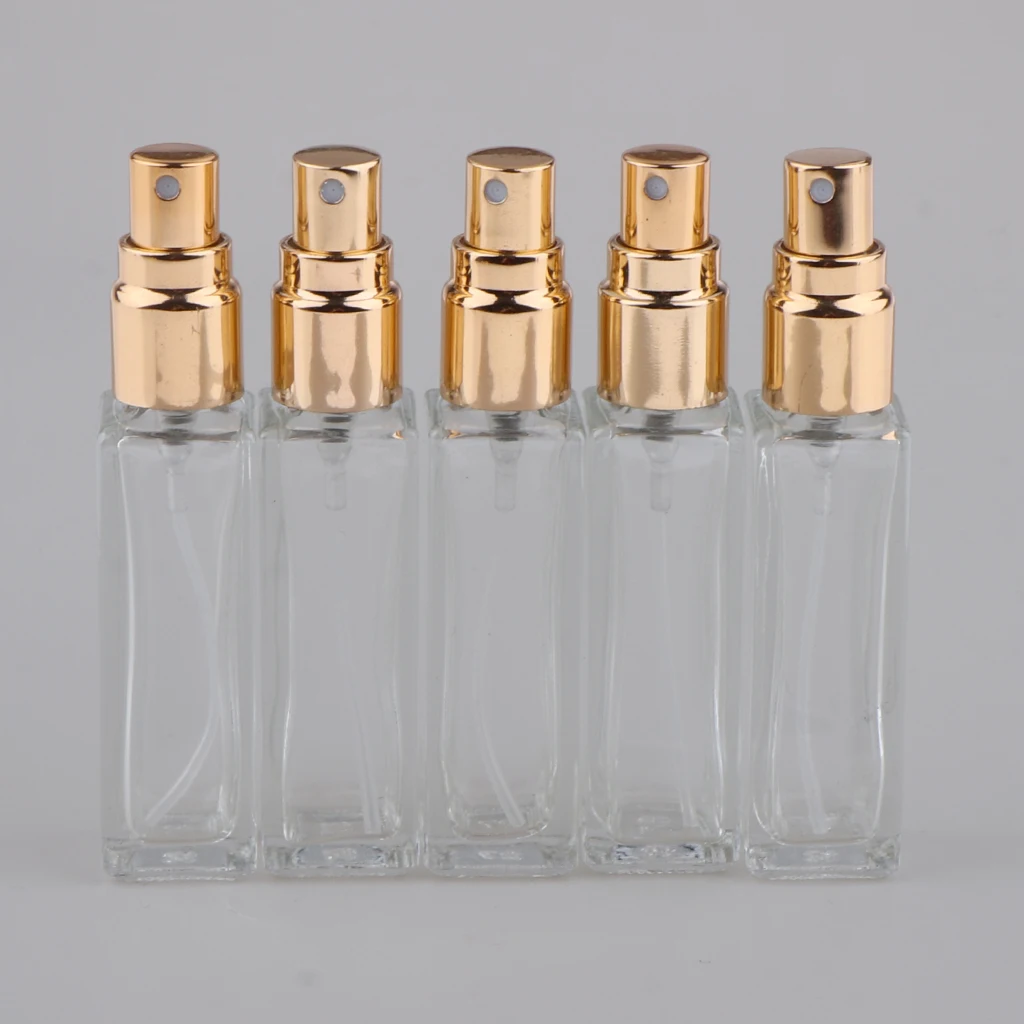 5pcs Spray Bottles Refillable Cosmetic Bottle Portable Perfume Container Travel  with 13 Teeth Screw Lid