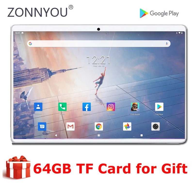Новый ультра тонкий 10 дюймовый планшетный ПК 2.5D закаленное Стекло Экран 64 Гб